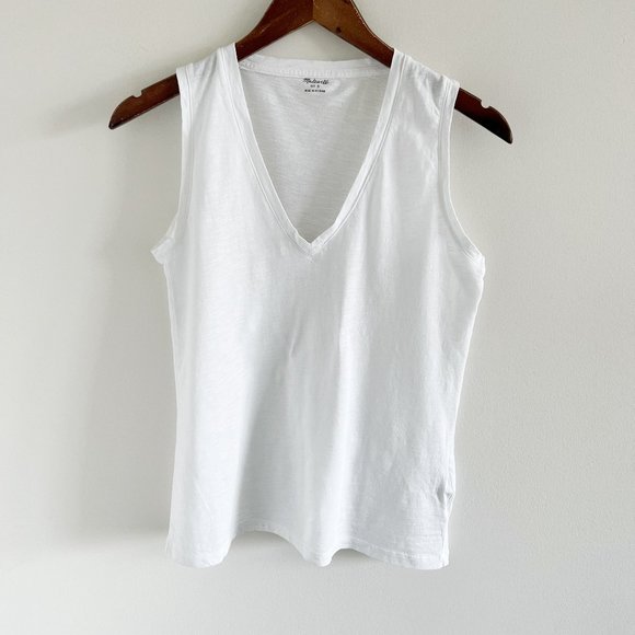Madewell Tops - Madewell Whisper Cotton V-Neck Tank Top Shirt Small White 100% Cotton